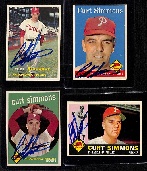 Lot of (12) Signed Phillies Cards - 1950 Bowman Bobby Shantz, 1956 Topps Bobby Shantz, 1954 Bowman Curt Simmons, and more (Beckett BAS Reviewed)